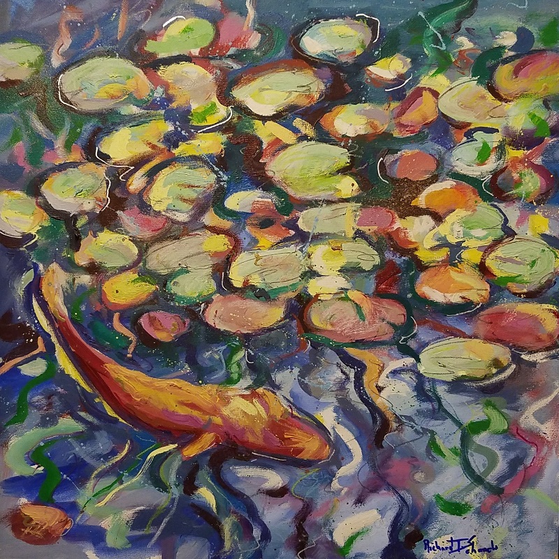 Water Lilies with Koi by Richard T. Schanche