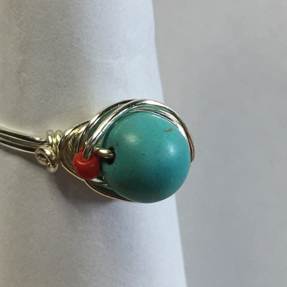 Ring - Silver Wire-Wrapped, Magnesite by Susan Grace Branch